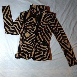 Black & Tan Fitted Patterned Jacket